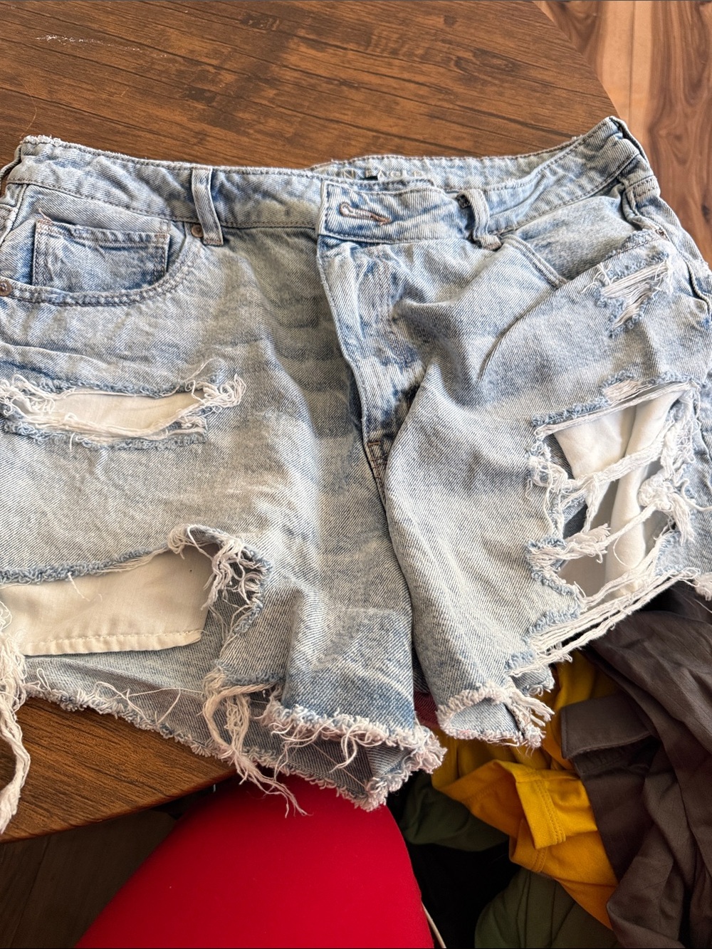 American Eagle Outfitters Light Blue Distressed Denim Cutoff Shorts